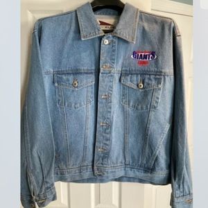 New York Giants NFL Mens Denim Jacket PRO ELITE XL Vintage Patches